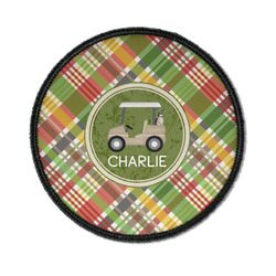 Golfer's Plaid Iron On Round Patch w/ Name or Text