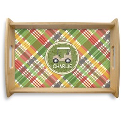 Golfer's Plaid Natural Wooden Tray - Small (Personalized)