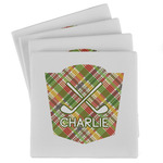 Golfer's Plaid Absorbent Stone Coasters - Set of 4 (Personalized)