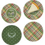 Golfer's Plaid Set of 4 Glass Appetizer / Dessert Plate 8" (Personalized)