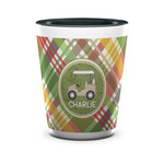 Golfer's Plaid Ceramic Shot Glass - 1.5 oz - Two Tone - Single (Personalized)