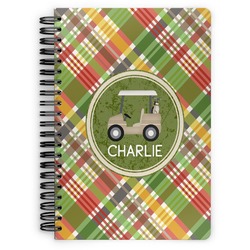 Golfer's Plaid Spiral Notebook - 7x10 w/ Name or Text