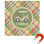 Golfer's Plaid Square Car Magnet - 6" (Personalized)