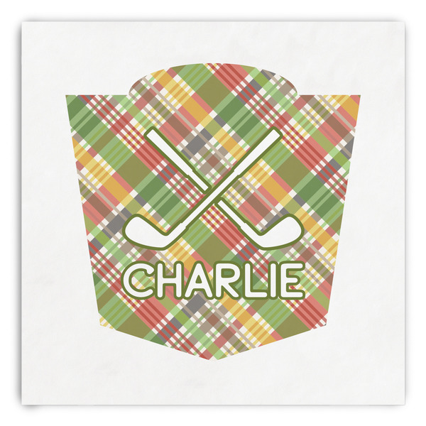 Custom Golfer's Plaid Paper Dinner Napkins (Personalized)