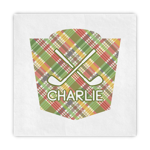 Custom Golfer's Plaid Standard Decorative Napkins (Personalized)