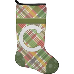 Golfer's Plaid Holiday Stocking - Single-Sided - Neoprene (Personalized)