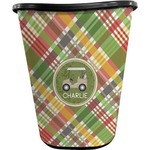 Golfer's Plaid Waste Basket - Double Sided (Black) (Personalized)