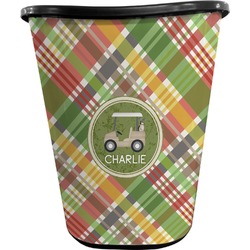 Golfer's Plaid Waste Basket - Double Sided (Black) (Personalized)
