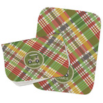 Golfer's Plaid Burp Cloths - Fleece - Set of 2 w/ Name or Text