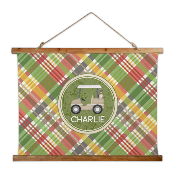 Custom Golfer's Plaid Wall Hanging Tapestry - Wide (Personalized)