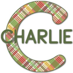 Golfer's Plaid Name & Initial Decal - Up to 12"x12" (Personalized)