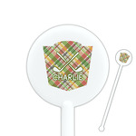 Golfer's Plaid 5.5" Round Plastic Stir Sticks - White - Double Sided (Personalized)