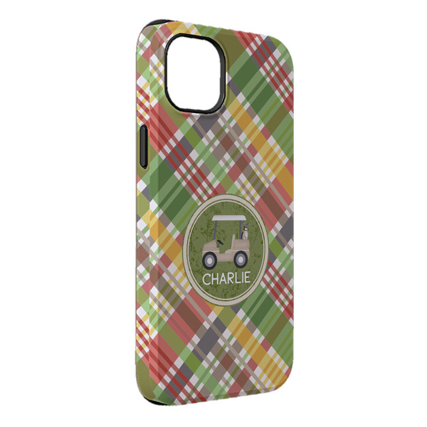 Custom Golfer's Plaid iPhone Case - Rubber Lined - iPhone 14 Plus (Personalized)