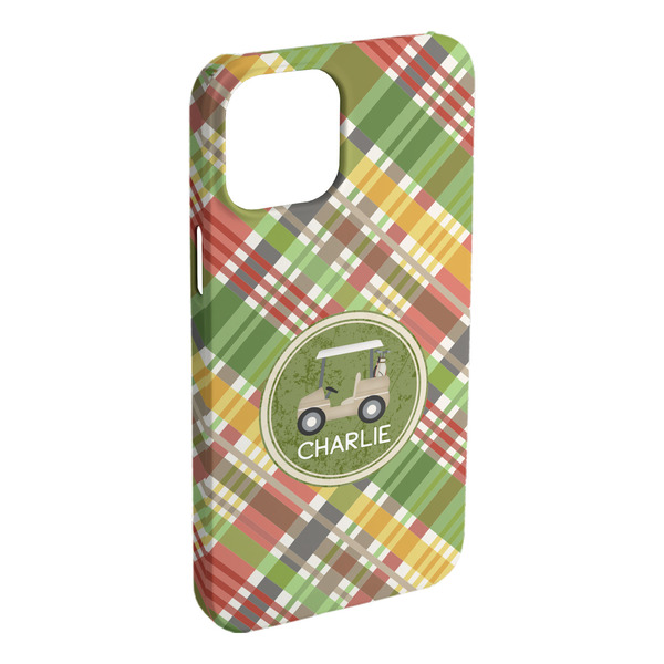 Custom Golfer's Plaid iPhone Case - Plastic - iPhone 15 Plus (Personalized)