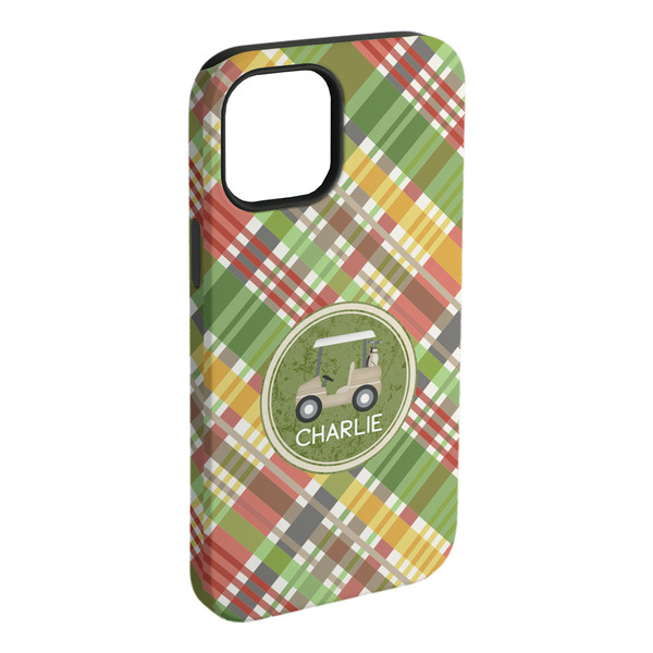 Custom Golfer's Plaid iPhone Case - Rubber Lined - iPhone 15 Plus (Personalized)