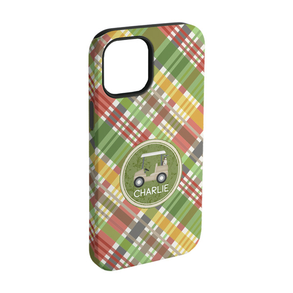 Custom Golfer's Plaid iPhone Case - Rubber Lined - iPhone 15 (Personalized)