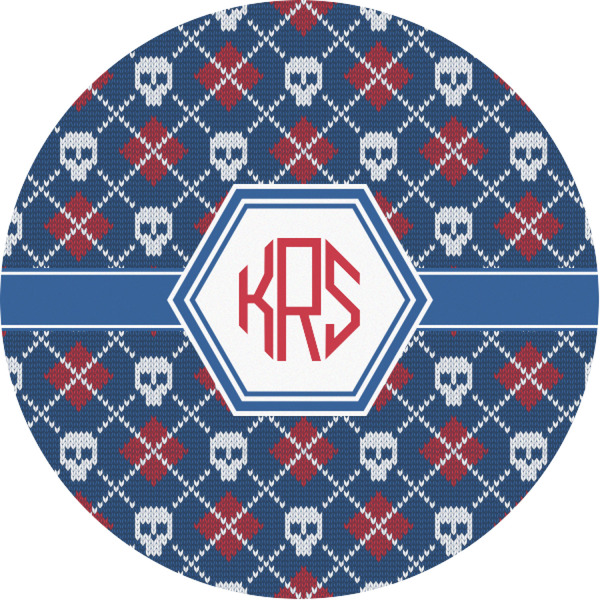 Custom Knitted Argyle & Skulls Multipurpose Round Labels - 1" (Personalized)