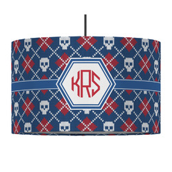 Knitted Argyle & Skulls 12" Drum Pendant Lamp - Fabric (Personalized)