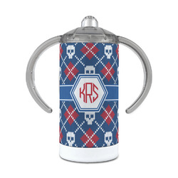 Knitted Argyle & Skulls 12 oz Stainless Steel Sippy Cup (Personalized)