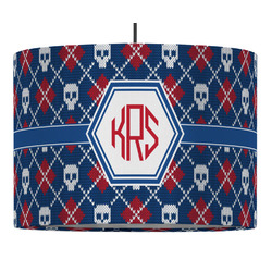Knitted Argyle & Skulls 16" Drum Pendant Lamp - Fabric (Personalized)