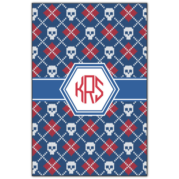 Custom Knitted Argyle & Skulls Wood Print - 20x30 (Personalized)