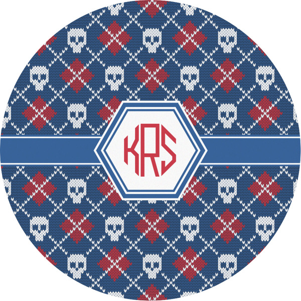 Custom Knitted Argyle & Skulls Multipurpose Round Labels - Custom Sized (Personalized)