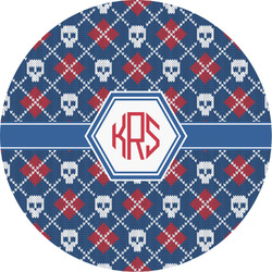 Knitted Argyle & Skulls Multipurpose Round Labels - 5" (Personalized)