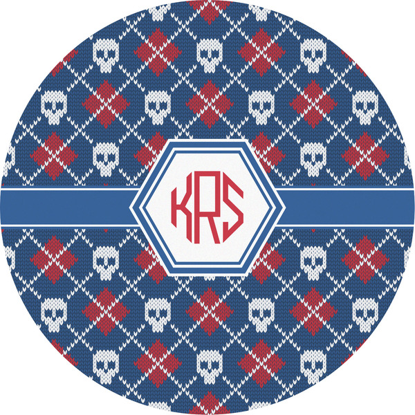 Custom Knitted Argyle & Skulls Multipurpose Round Labels - 5" (Personalized)