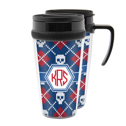 Knitted Argyle & Skulls Acrylic Travel Mug (Personalized)