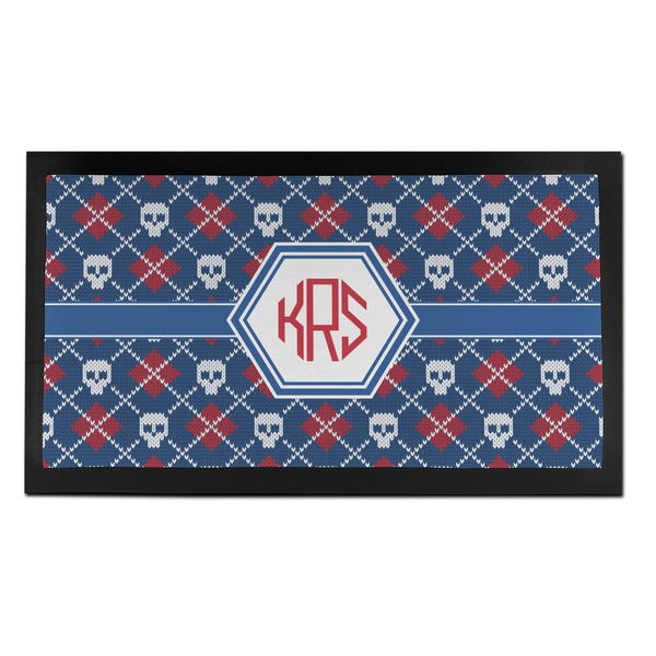 Custom Knitted Argyle & Skulls Bar Mat - Small (Personalized)