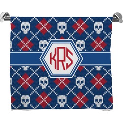 Knitted Argyle & Skulls Bath Towel (Personalized)