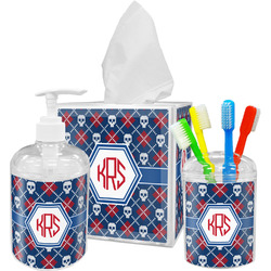 Knitted Argyle & Skulls Acrylic Bathroom Accessories Set w/ Monogram