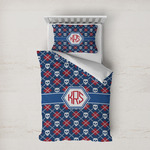 Knitted Argyle & Skulls Duvet Cover Set - Twin XL (Personalized)