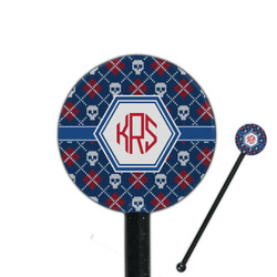 Knitted Argyle & Skulls 5.5" Round Plastic Stir Sticks - Black - Single Sided (Personalized)