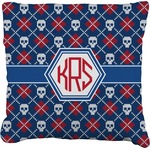 Knitted Argyle & Skulls Faux-Linen Throw Pillow 16" (Personalized)