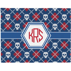 Knitted Argyle & Skulls Woven Fabric Placemat - Twill w/ Monogram