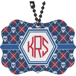 Knitted Argyle & Skulls Rear View Mirror Charm (Personalized)