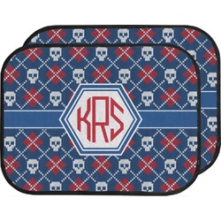 Knitted Argyle & Skulls Car Floor Mats (Back Seat) (Personalized)