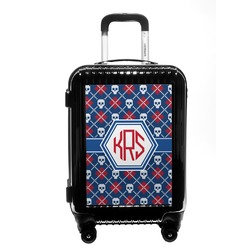 Knitted Argyle & Skulls Carry On Hard Shell Suitcase (Personalized)