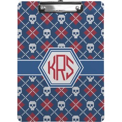 Knitted Argyle & Skulls Clipboard (Letter Size) (Personalized)