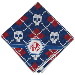 Knitted Argyle & Skulls Cloth Dinner Napkin - Single w/ Monogram