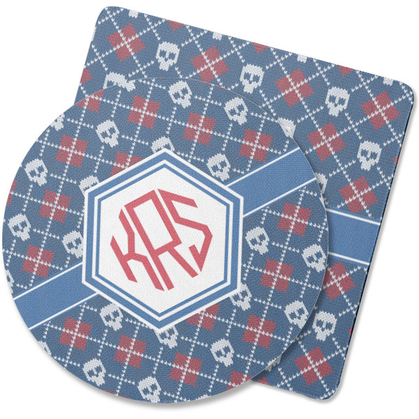 Custom Knitted Argyle & Skulls Rubber Backed Coaster (Personalized)