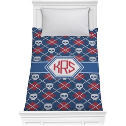 Knitted Argyle & Skulls Comforter - Twin XL (Personalized)