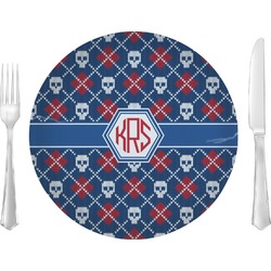 Knitted Argyle & Skulls 10" Glass Lunch / Dinner Plates - Single or Set (Personalized)
