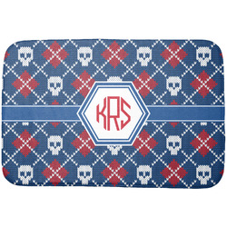 Knitted Argyle & Skulls Dish Drying Mat w/ Monogram