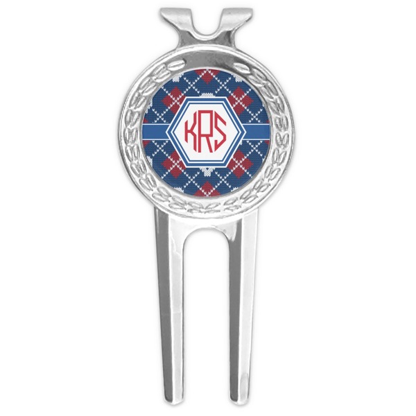 Custom Knitted Argyle & Skulls Golf Divot Tool & Ball Marker (Personalized)