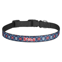 Knitted Argyle & Skulls Dog Collar - Medium (Personalized)