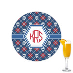 Knitted Argyle & Skulls Printed Drink Topper - 2.15" (Personalized)