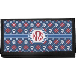 Knitted Argyle & Skulls Canvas Checkbook Cover (Personalized)