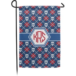 Knitted Argyle & Skulls Small Garden Flag - Double Sided w/ Monograms